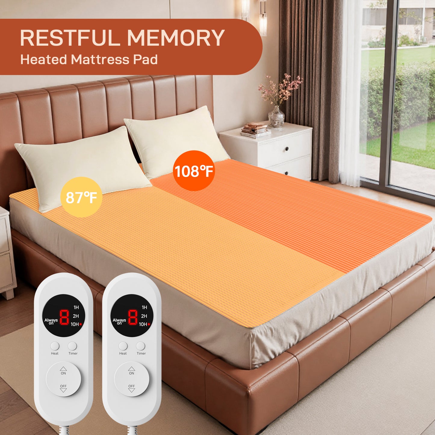 Electric Mattress Pad Queen Size With Dual Control, 8 Heating Settings, Soft Blanket, Bed Warmer, 12-Hour Timer, Heater Sheets, 60" x 80"