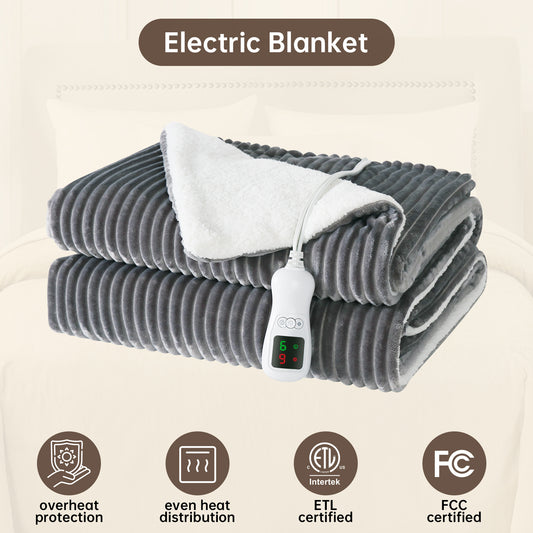 Electric Heated Blanket Full Size, Bed Warmer for Home, Super Cozy Fabric, 9 Heating Levels, 1-9 Hours Auto Off, Gift for Family, 72" x 84”