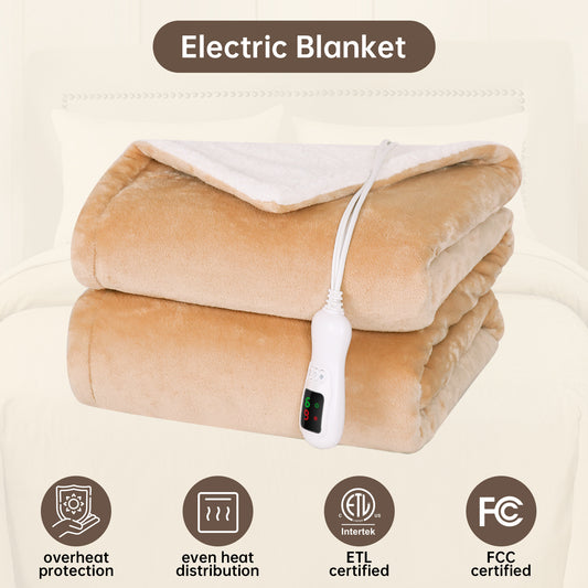Electric Heated Blanket Full Size, Bed Warmer for Home, Super Cozy Fabric, 9 Heating Levels, 1-9 Hours Auto Off, Gift for Family, 72" x 84”
