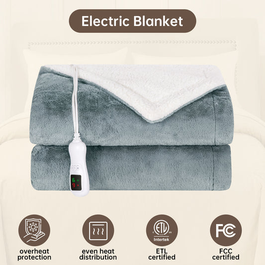 Electric Heated Blanket Full Size, Bed Warmer for Home, Super Cozy Fabric, 9 Heating Levels, 1-9 Hours Auto Off, Gift for Family, 72" x 84”