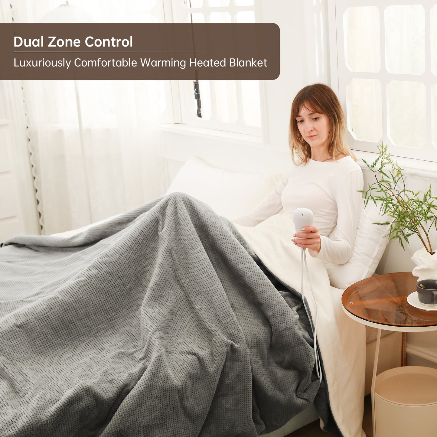 Electric Heated Blanket King Size, Bed Warmer for Home, Super Cozy Fabric, 9 Heating Levels, 1-9 Hours Auto Off, Gift for Family, 100" x 90”