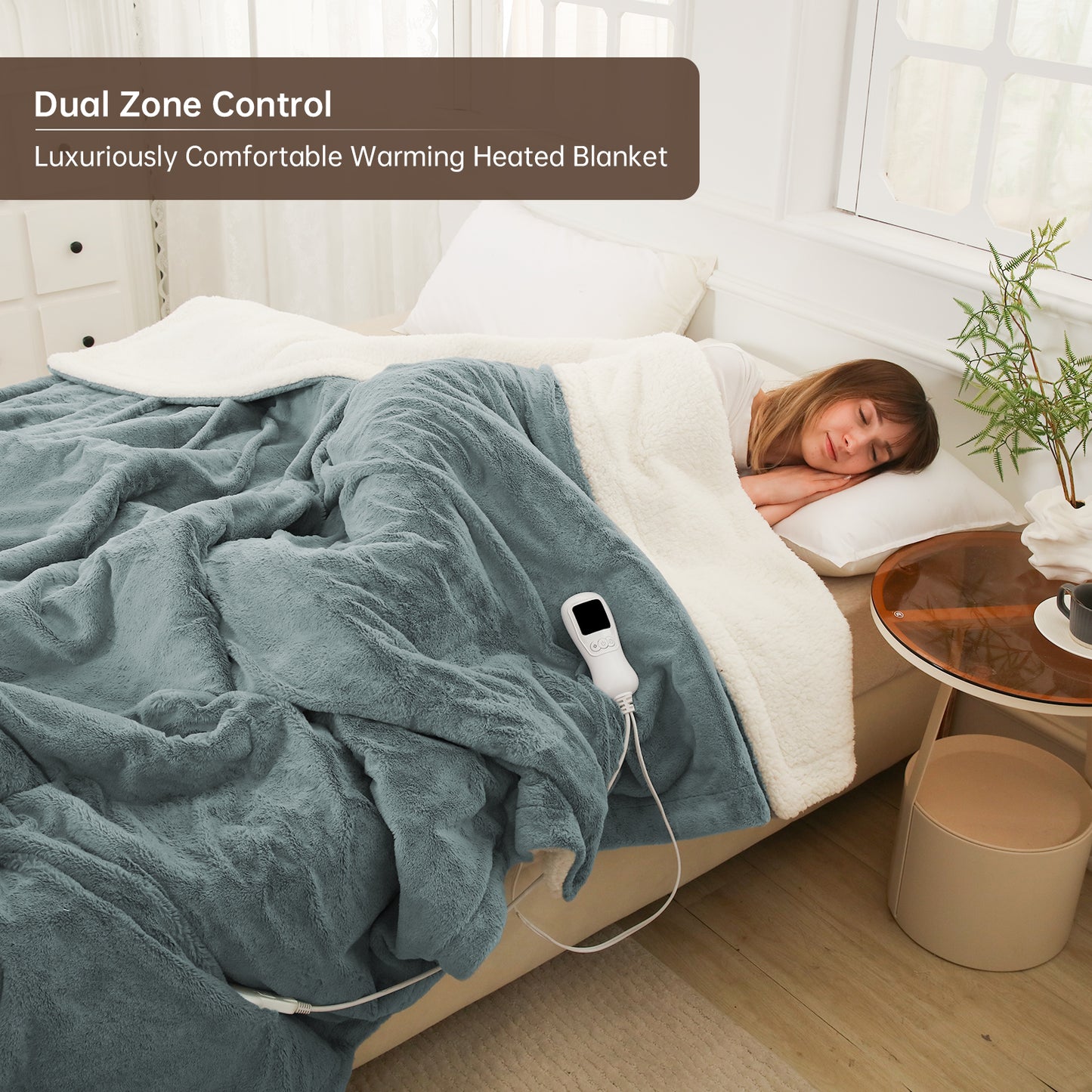 Electric Heated Blanket King Size, Bed Warmer for Home, Super Cozy Fabric, 9 Heating Levels, 1-9 Hours Auto Off, Gift for Family, 100" x 90”