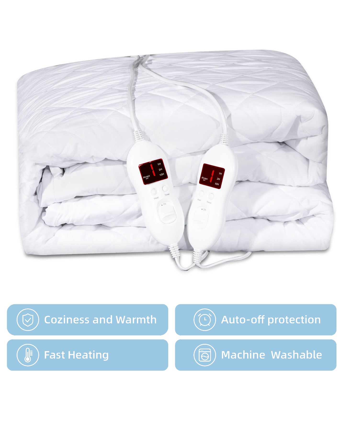 Heated Mattress Pad King Size - Electric Mattress Pad with Dual Control, 8 Heating Settings, Soft Blanket, Bed Warmer, 12-Hour Timer, Heater Sheets, 78" x 80"