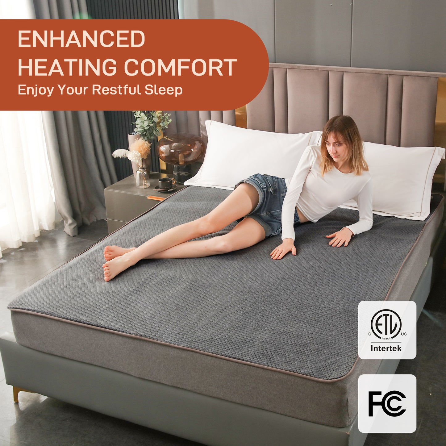 Electric Mattress Pad Cal King Size With Dual Control, 8 Heating Settings, Soft Blanket, Bed Warmer, 12-Hour Timer, Heater Sheets, 72" x 84"