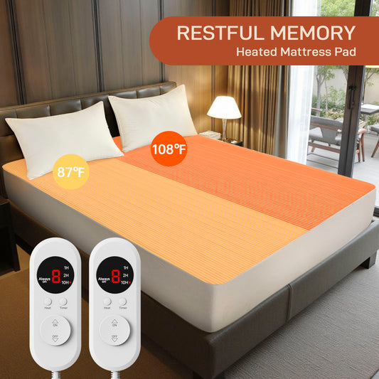 Electric Mattress Pad King Size With Dual Control, 8 Heating Settings, Soft Blanket, Bed Warmer, 12-Hour Timer, Heater Sheets, 78" x 80"