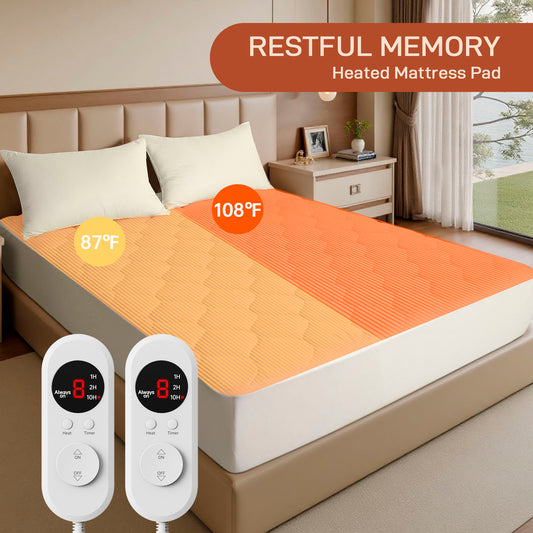 Electric Mattress Pad Cal King Size With Dual Control, 8 Heating Settings, Soft Blanket, Bed Warmer, 12-Hour Timer, Heater Sheets, 72" x 84"