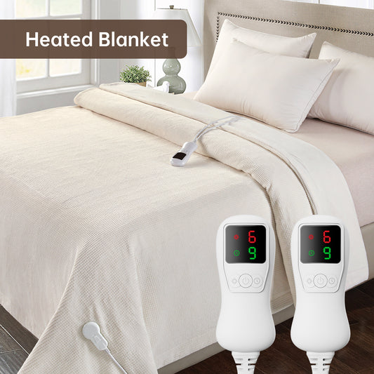 Electric Heated Blanket Queen Size, Bed Warmer for Home, Super Cozy Fabric, 9 Heating Levels, 1-9 Hours Auto Off, Gift for Family, 84" x 90”