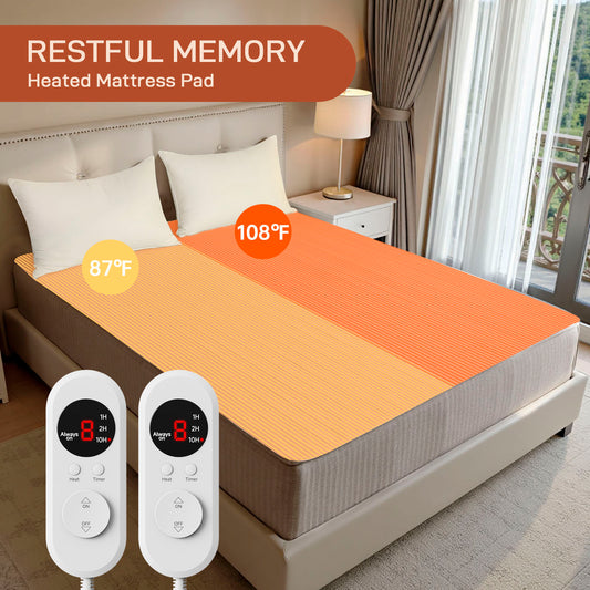 Electric Mattress Pad Queen Size With Dual Control, 8 Heating Settings, Soft Blanket, Bed Warmer, 12-Hour Timer, Heater Sheets, 60" x 80"