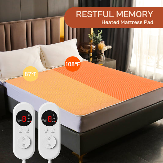 Electric Mattress Pad Cal King Size With Dual Control, 8 Heating Settings, Soft Blanket, Bed Warmer, 12-Hour Timer, Heater Sheets, 72" x 84"