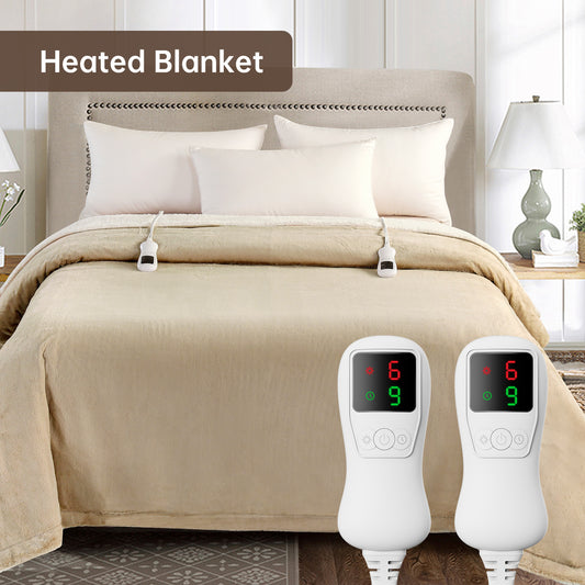 Electric Heated Blanket King Size, Bed Warmer for Home, Super Cozy Fabric, 9 Heating Levels, 1-9 Hours Auto Off, Gift for Family, 100" x 90”