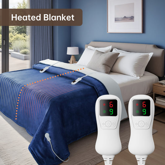 Electric Heated Blanket Queen Size, Bed Warmer for Home, Super Cozy Fabric, 9 Heating Levels, 1-9 Hours Auto Off, Gift for Family, 84" x 90”