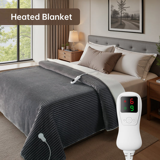 Electric Heated Blanket Full Size, Bed Warmer for Home, Super Cozy Fabric, 9 Heating Levels, 1-9 Hours Auto Off, Gift for Family, 72" x 84”