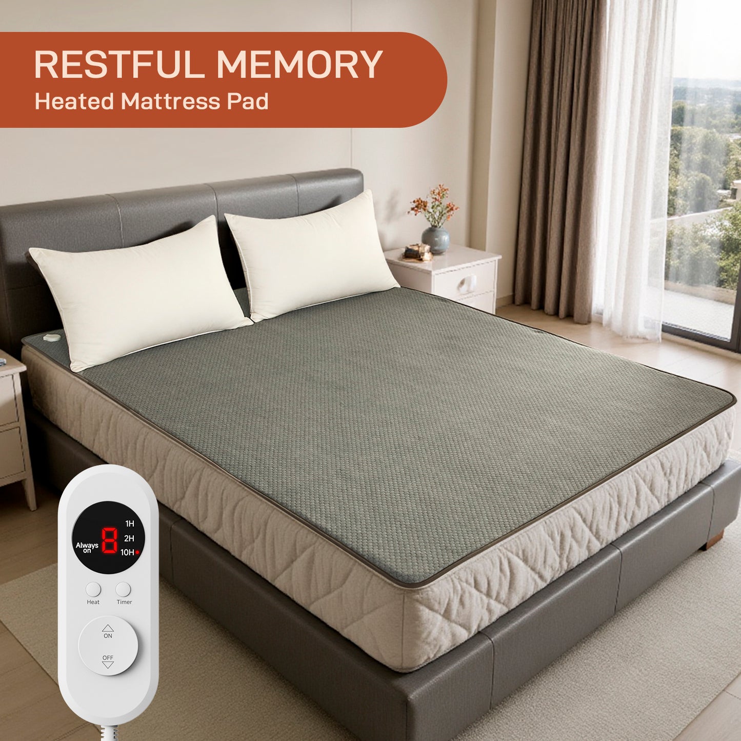 Electric Mattress Pad Full Size With Dual Control, 8 Heating Settings, Soft Blanket, Bed Warmer, 12-Hour Timer, Heater Sheets, 54" x 75"