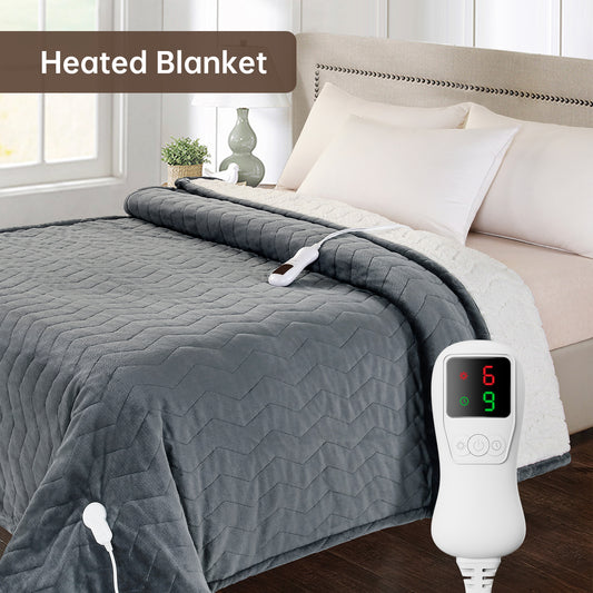 Electric Heated Blanket Full Size, Bed Warmer for Home, Super Cozy Fabric, 9 Heating Levels, 1-9 Hours Auto Off, Gift for Family, 72" x 84”