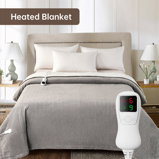 Electric Heated Blanket Full Size, Bed Warmer for Home, Super Cozy Fabric, 9 Heating Levels, 1-9 Hours Auto Off, Gift for Family, 72" x 84”