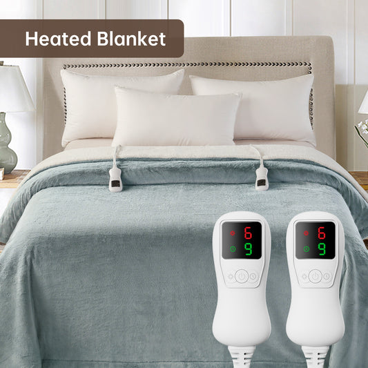 Electric Heated Blanket King Size, Bed Warmer for Home, Super Cozy Fabric, 9 Heating Levels, 1-9 Hours Auto Off, Gift for Family, 100" x 90”