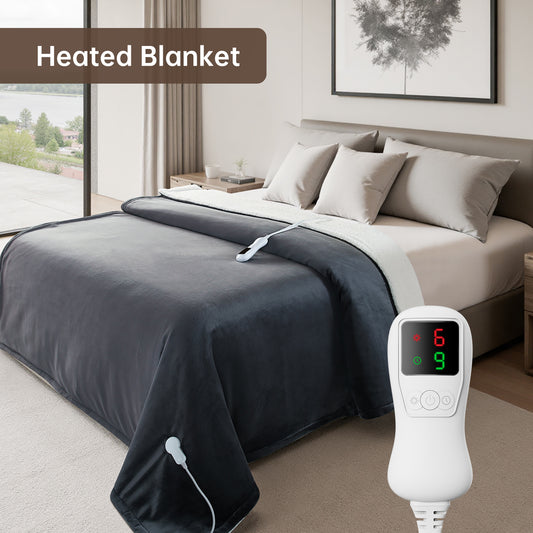 Electric Heated Blanket Full Size, Bed Warmer for Home, Super Cozy Fabric, 9 Heating Levels, 1-9 Hours Auto Off, Gift for Family, 72" x 84”