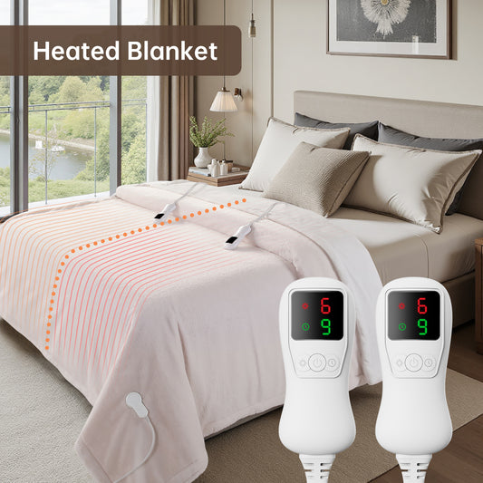 Electric Heated Blanket Queen Size, Bed Warmer for Home, Super Cozy Fabric, 9 Heating Levels, 1-9 Hours Auto Off, Gift for Family, 84" x 90”