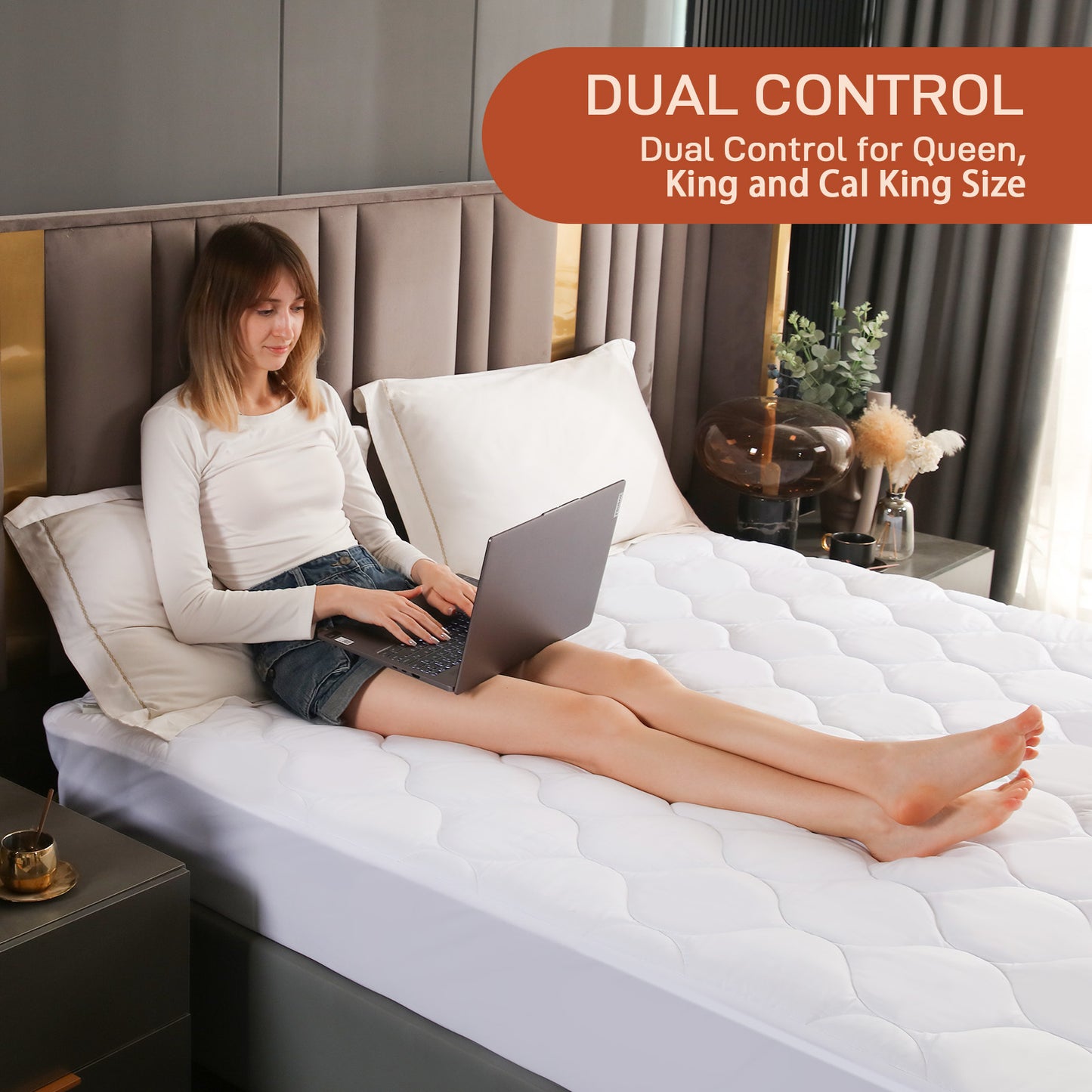 Electric Mattress Pad Cal King Size With Dual Control, 8 Heating Settings, Soft Blanket, Bed Warmer, 12-Hour Timer, Heater Sheets, 72" x 84"