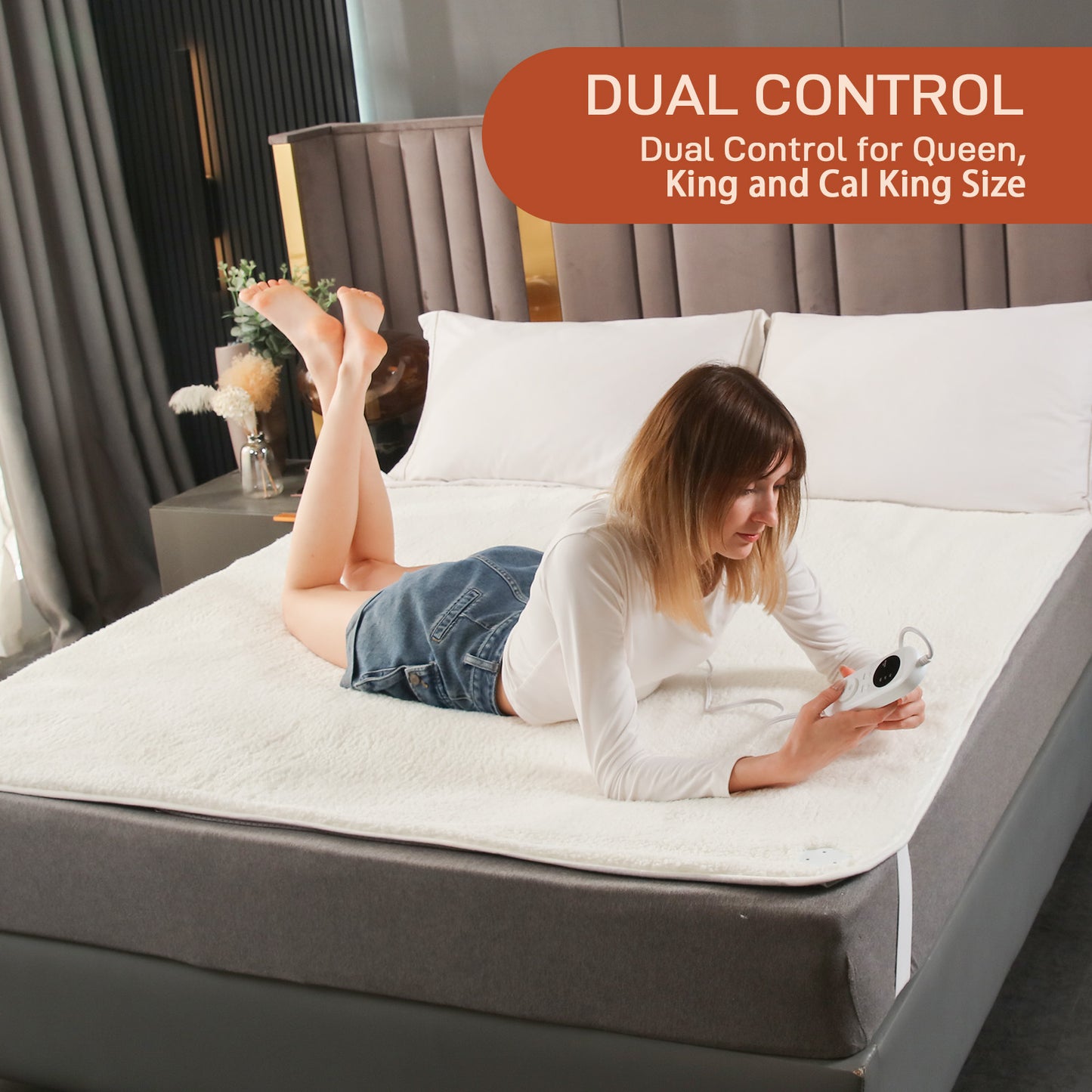 Electric Mattress Pad Cal King Size With Dual Control, 8 Heating Settings, Soft Blanket, Bed Warmer, 12-Hour Timer, Heater Sheets, 72" x 84"