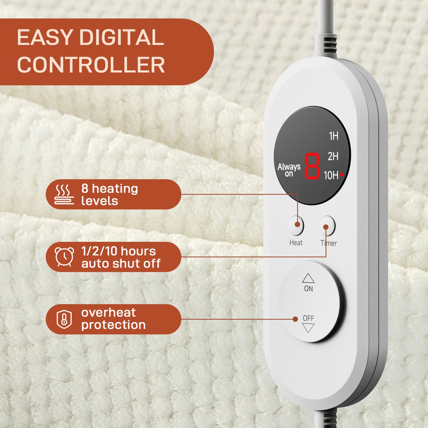 Electric Mattress Pad Twin Size With Dual Control, 8 Heating Settings, Soft Blanket, Bed Warmer, 12-Hour Timer, Heater Sheets, 39" x 75"