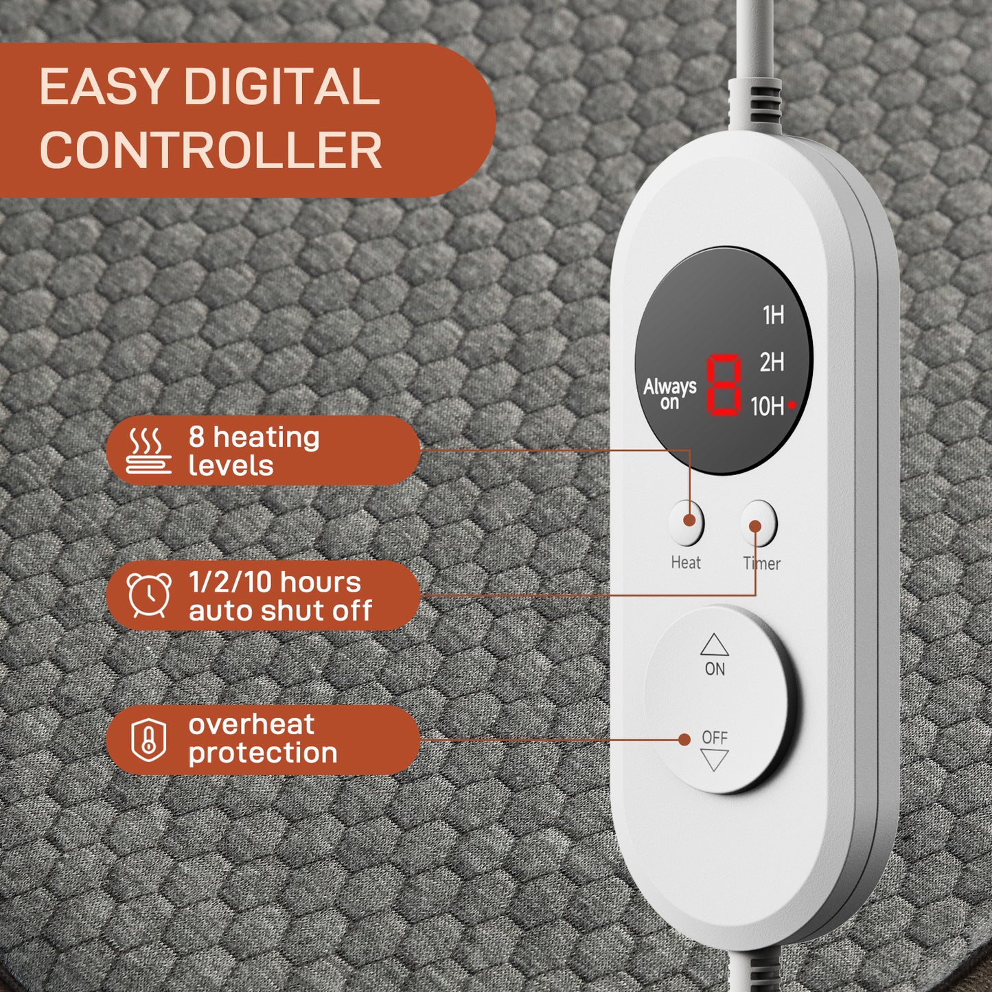 Electric Mattress Pad Cal King Size With Dual Control, 8 Heating Settings, Soft Blanket, Bed Warmer, 12-Hour Timer, Heater Sheets, 72" x 84"