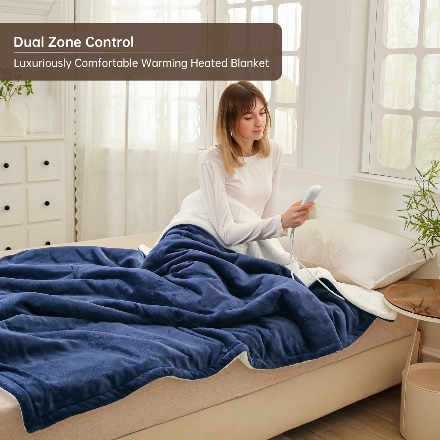 Electric Heated Blanket Queen Size, Bed Warmer for Home, Super Cozy Fabric, 9 Heating Levels, 1-9 Hours Auto Off, Gift for Family, 84" x 90”