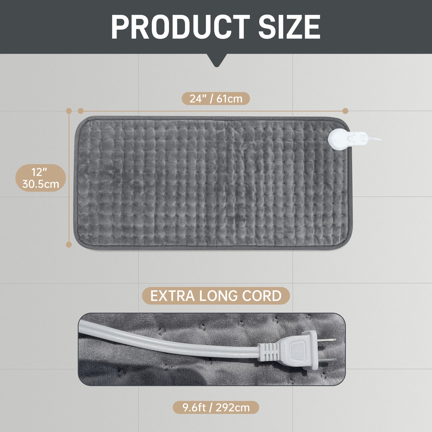 Electric Heating Pad for Back Period Cramps Neck Shoulders Knee Pain Relief, Moist Heat Pad, Gifts for Women Dad Mom, Warm Compress, Auto Shut-Off, 4 Heat Level, 12” x 24”