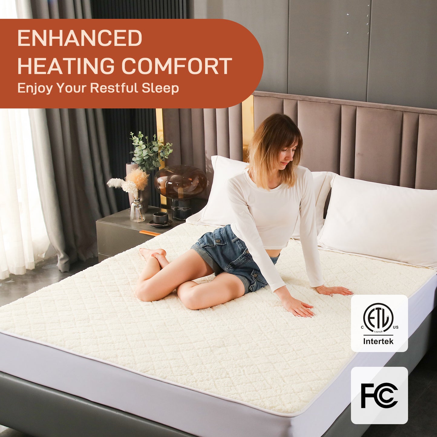 Electric Mattress Pad Full Size With Dual Control, 8 Heating Settings, Soft Blanket, Bed Warmer, 12-Hour Timer, Heater Sheets, 54" x 75"