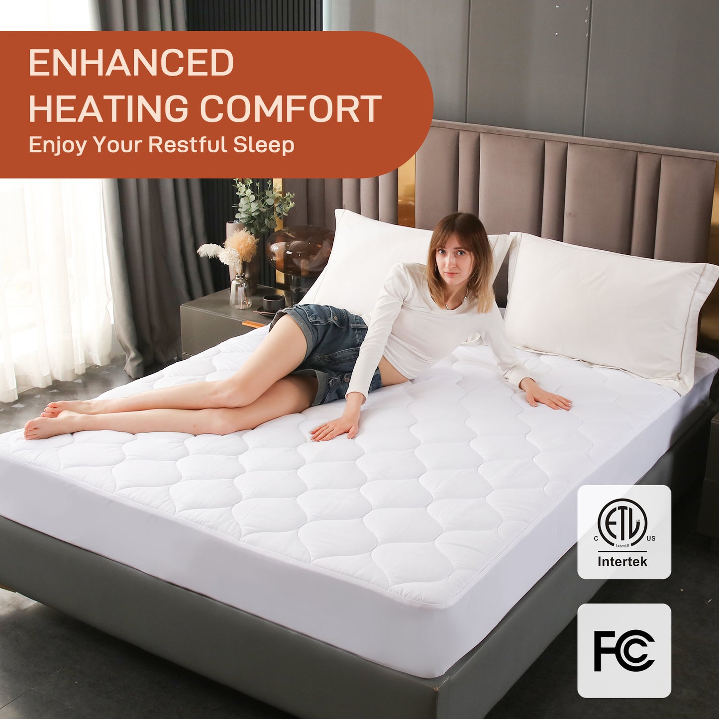 Electric Mattress Pad Twin Size With Dual Control, 8 Heating Settings, Soft Blanket, Bed Warmer, 12-Hour Timer, Heater Sheets, 39" x 75"