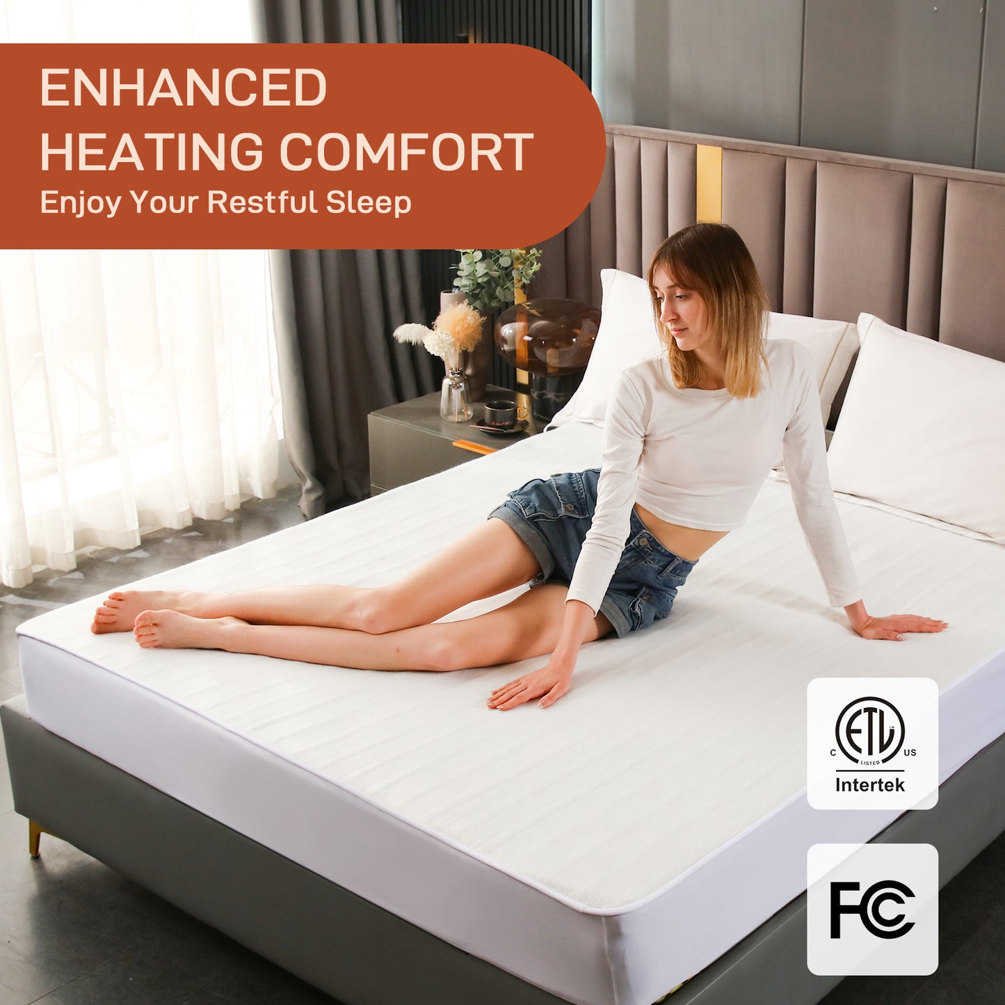 Electric Mattress Pad Twin Size With Dual Control, 8 Heating Settings, Soft Blanket, Bed Warmer, 12-Hour Timer, Heater Sheets, 39" x 75"