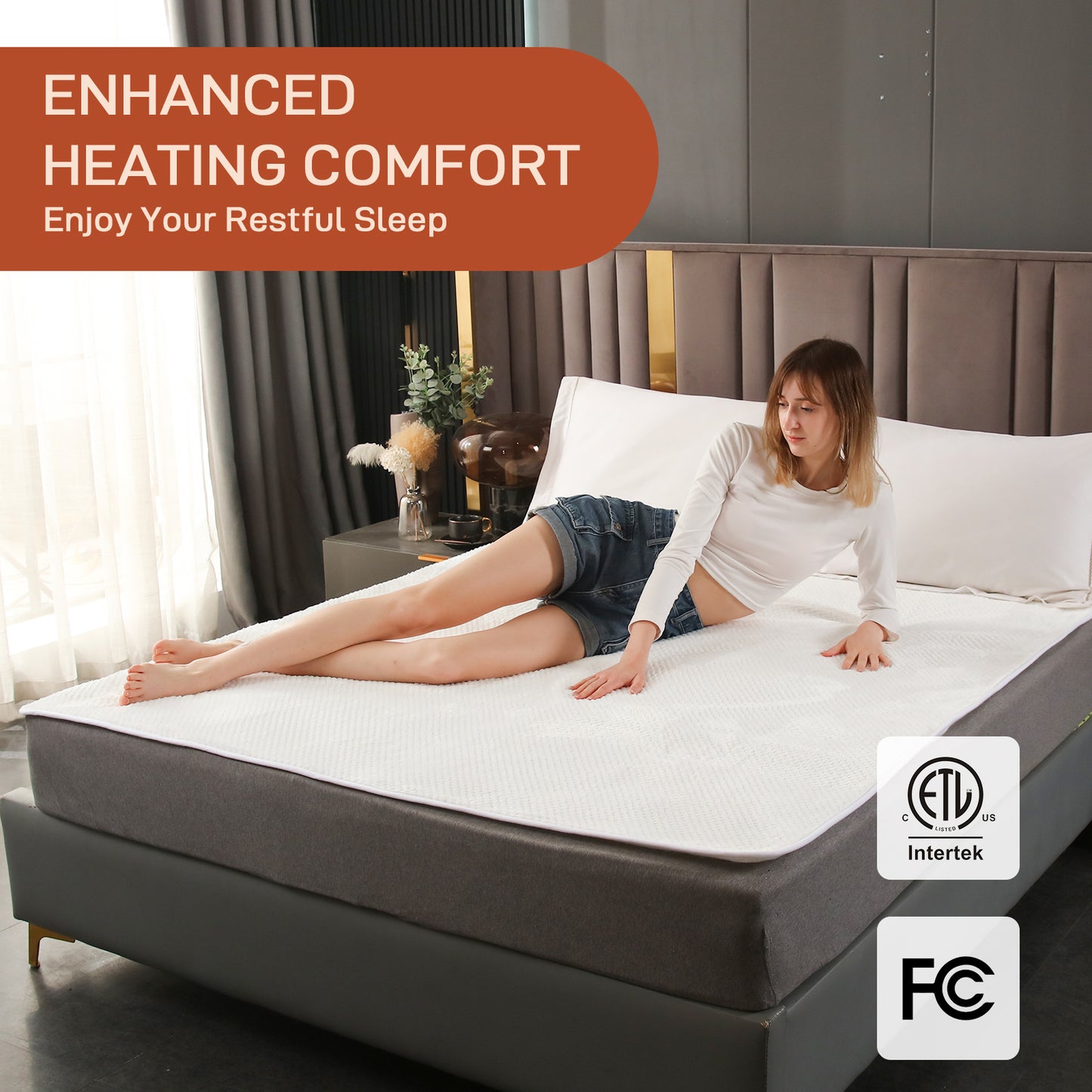 Electric Mattress Pad Twin Size With Dual Control, 8 Heating Settings, Soft Blanket, Bed Warmer, 12-Hour Timer, Heater Sheets, 39" x 75"