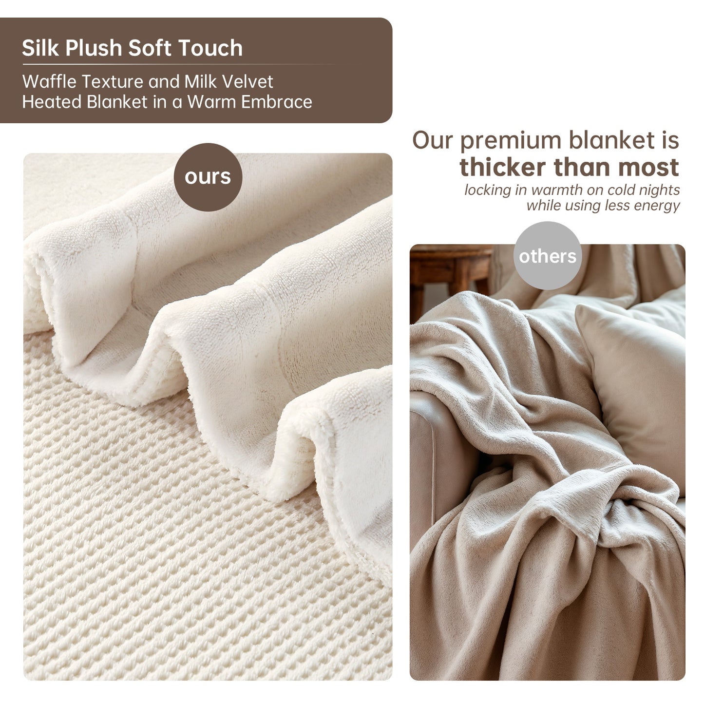 Electric Heated Blanket Full Size, Bed Warmer for Home, Super Cozy Fabric, 9 Heating Levels, 1-9 Hours Auto Off, Gift for Family, 72" x 84”