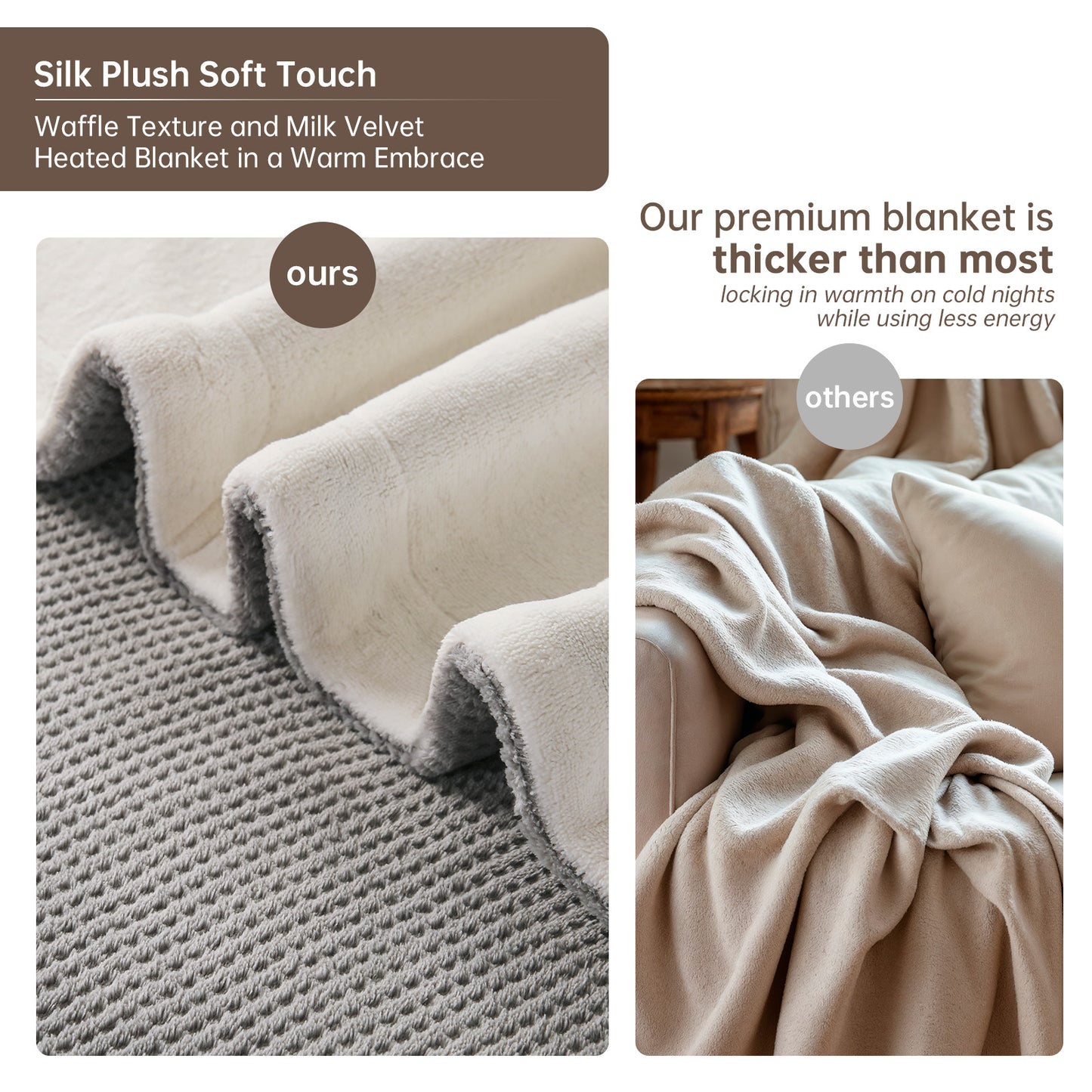 Electric Heated Blanket Full Size, Bed Warmer for Home, Super Cozy Fabric, 9 Heating Levels, 1-9 Hours Auto Off, Gift for Family, 72" x 84”